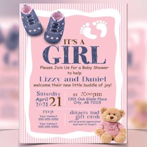 Baby Girl Invitation Flyer Template