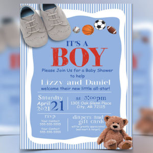 Baby Boy Invitation Flyer Template